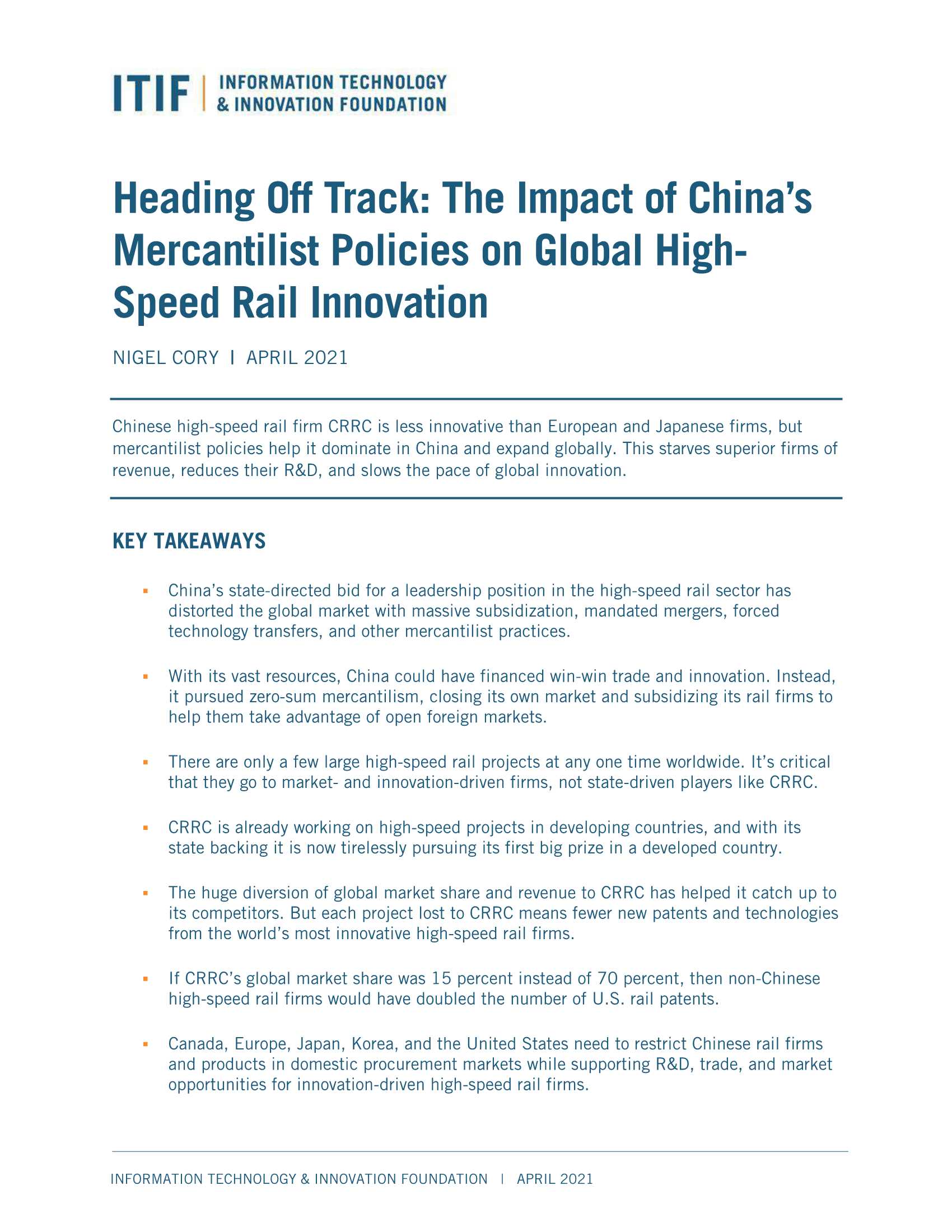 ITIF-中国重商主义政策对全球高铁创新的影响-2021.04-102页