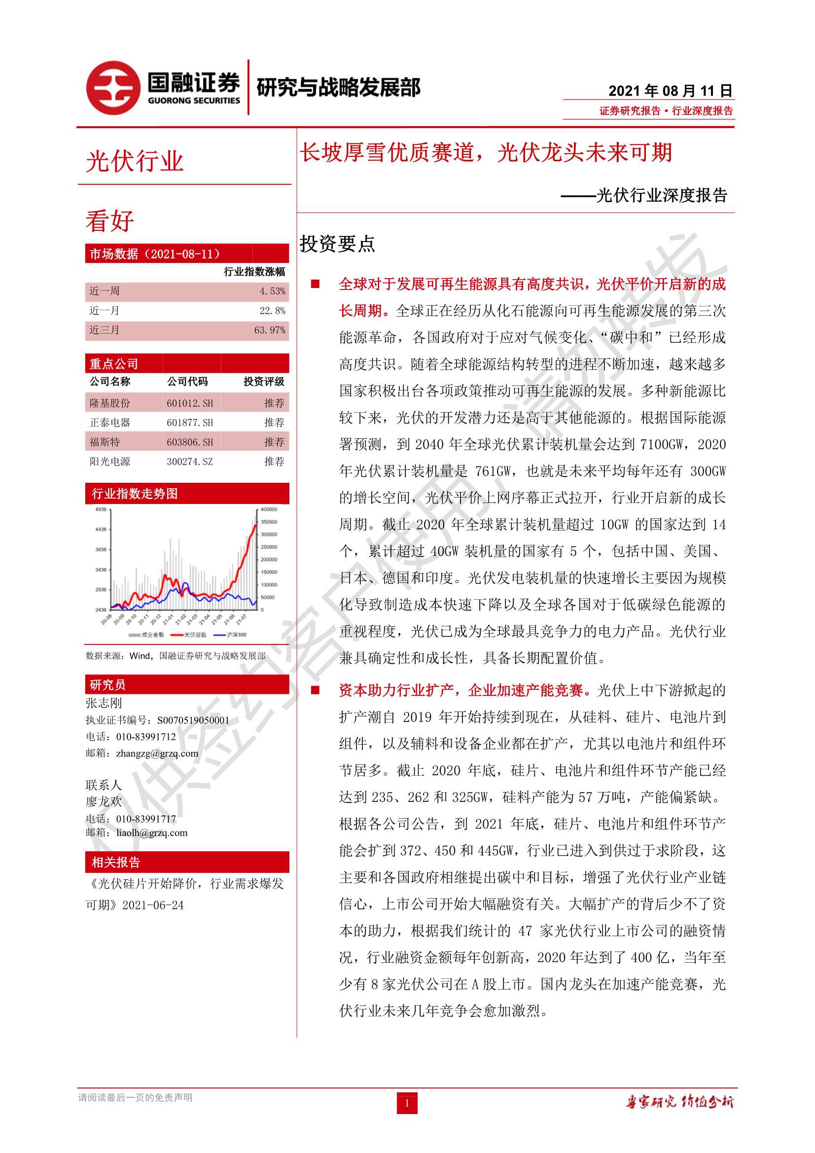 国融证券-光伏行业深度报告：长坡厚雪优质赛道，光伏龙头未来可期-20210811-30页