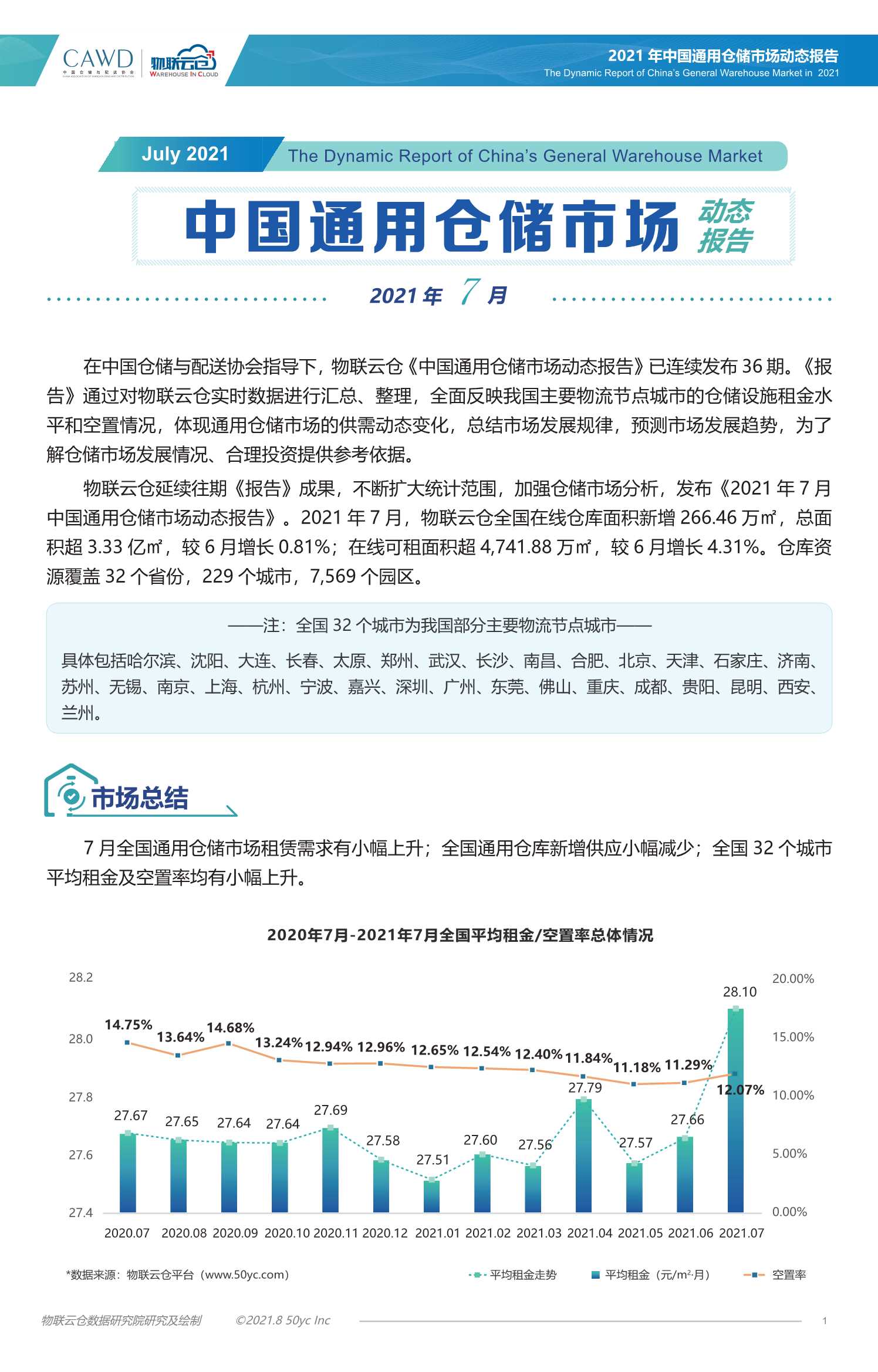 物联云仓-2021年7月中国通用仓储市场动态报告-2021.08-14页