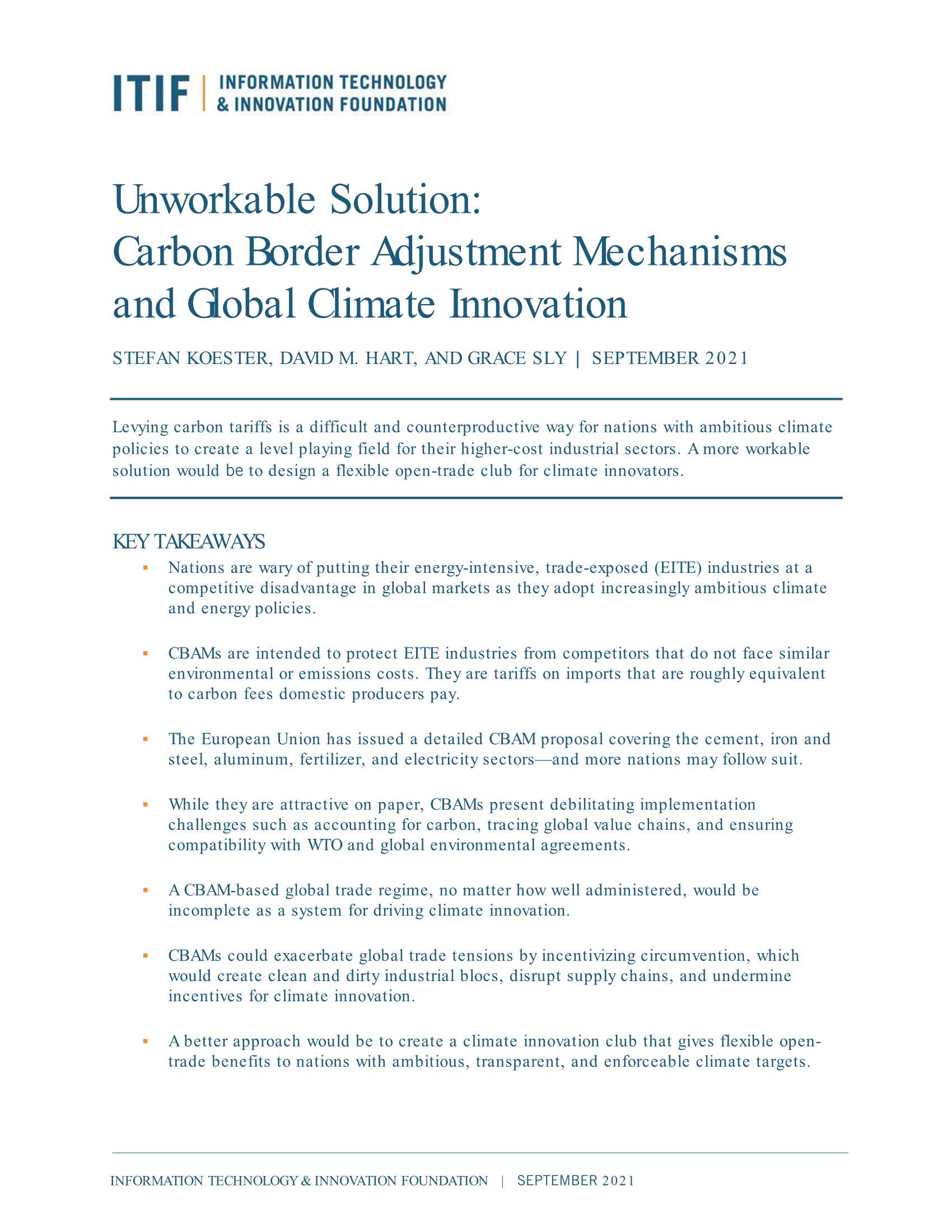ITIF-不可行的解决方案：碳边界调整机制和全球气候创新（英）-2021.09-24页