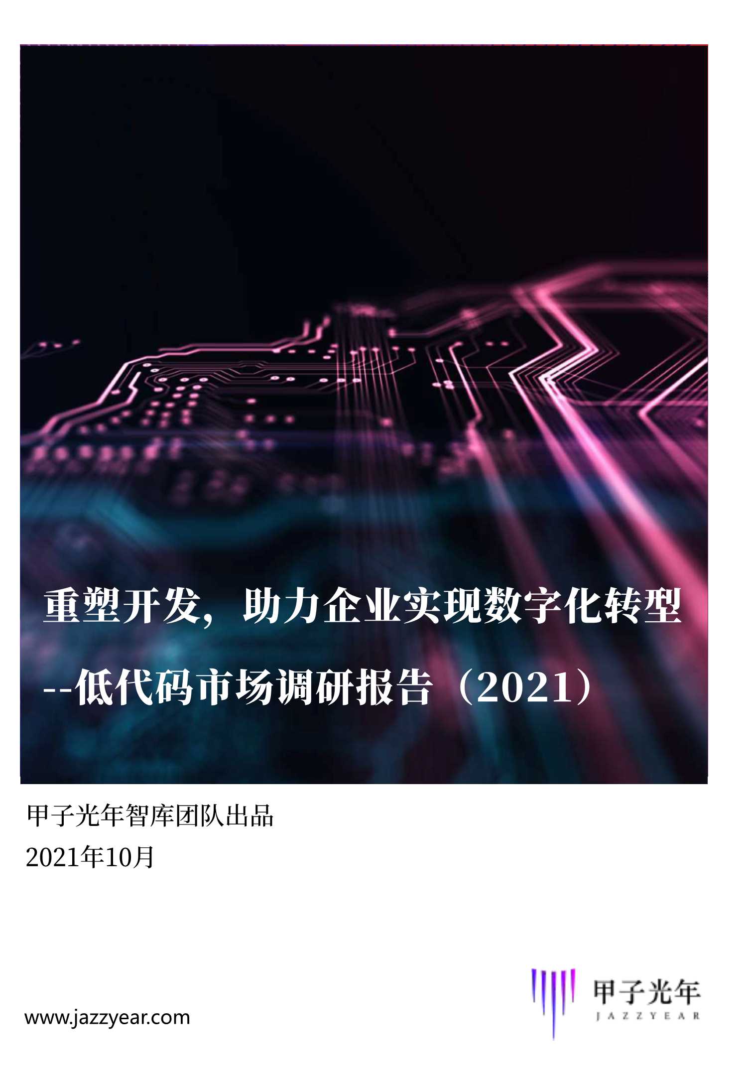 甲子光年-重塑开发，助力企业实现数字化转型 ——低代码市场调研报告（2021）-2021.10-65页