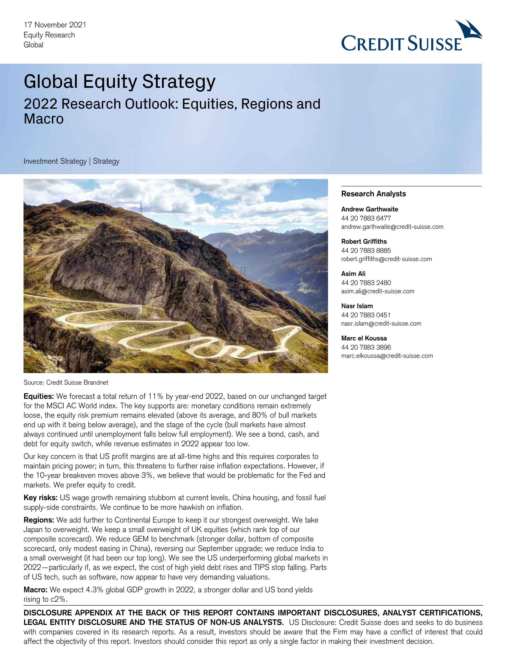 瑞信-2022全球投资展望：股票、地区和宏观-2021.11-194页
