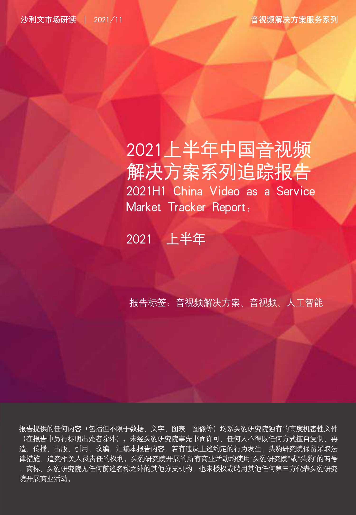 2021上半年中国音视频解决方案系列追踪报告-2021.12-25页